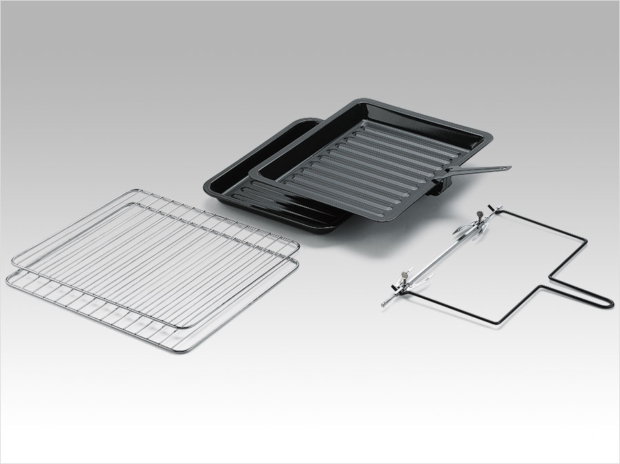 黑眼睛廣告為漢美馳拍攝的電轉(zhuǎn)大容量臺(tái)式烤箱實(shí)物圖-配件